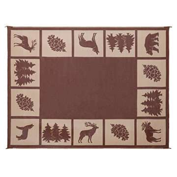 Stylish Camping 226097 6-feet by 9-feet Reversible Mat, Plastic Straw Rug, Large Floor Mat for Outdoors, RV, Patio, Backyard, Picnic, Beach, Camping - Hunter Mat (Brown/Beige)