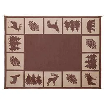 Stylish Camping 226097 6-feet by 9-feet Reversible Mat, Plastic Straw Rug, Large Floor Mat for Outdoors, RV, Patio, Backyard, Picnic, Beach, Camping - Hunter Mat (Brown/Beige)