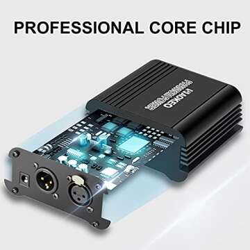 Aokeo 48V Phantom Power Supply with XLR Cable for Recording