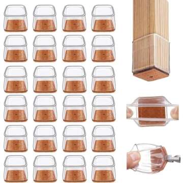 Ansible 24 pcs Square Extra Large Chair Leg Floor Protectors, Furniture Felt Pads Silicone Covers ca...