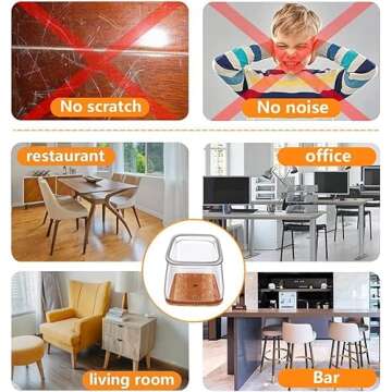 Ansible 24 pcs Square Extra Large Chair Leg Floor Protectors, Furniture Felt Pads Silicone Covers caps for Chairs,Chair Leg Protectors for Hardwood Floors (Extra Large fit:1.5''-2.2'')