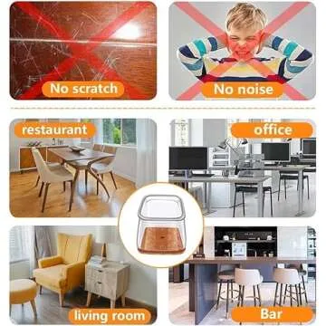 Ansible 24 pcs Square Extra Large Chair Leg Floor Protectors, Furniture Felt Pads Silicone Covers caps for Chairs,Chair Leg Protectors for Hardwood Floors (Extra Large fit:1.5''-2.2'')