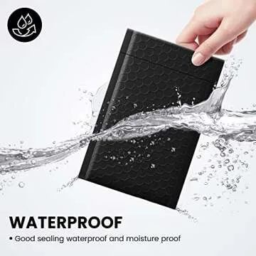 Fuxury Black Bubble Mailers 4x8" 200 Pack Waterproof Padded Envelopes Self Seal Bubble Envelopes Usable Size 4x7" Padded Mailers for Small Business Shipping Envelope Mailers