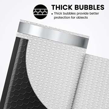 Fuxury Black Bubble Mailers 4x8" 200 Pack Waterproof Padded Envelopes Self Seal Bubble Envelopes Usable Size 4x7" Padded Mailers for Small Business Shipping Envelope Mailers