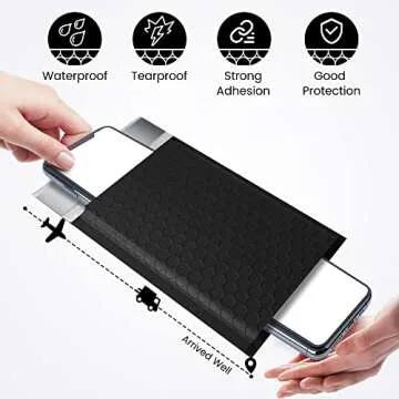 Fuxury Black Bubble Mailers 4x8" 200 Pack Waterproof Padded Envelopes Self Seal Bubble Envelopes Usable Size 4x7" Padded Mailers for Small Business Shipping Envelope Mailers