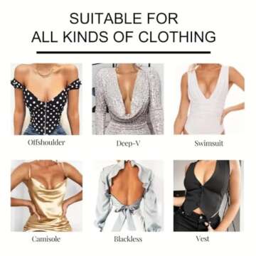 SUWAIS FASHION Self-Adhesive Bra - Sticky Bra, Backless & Reusable - Silicone Adhesive Bra - Sticky Push-Up Bra - Sticky Padded Bra - 2 Pairs (Black & Biege)
