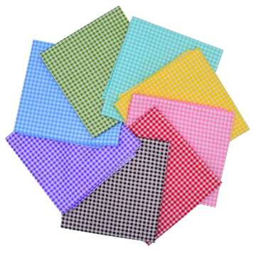 iNee Gingham Fat Quarters Fabric Bundles, Quilting Fabric for Sewing Crafting, 18 x 22 inches, (Ging...