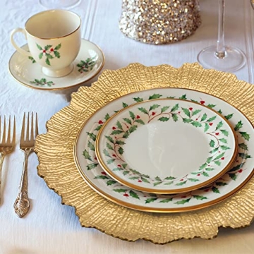 Elegant Brightalk Charger Plates - 12Pcs Gold Design