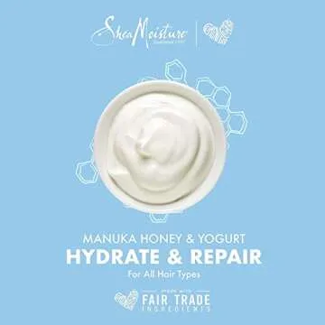 SheaMoisture Hair Mask - Manuka Honey & Yogurt, Hydrate + Repair Protein Power Treatment, Hair Treatment for Dry, Damaged Hair Care with Organic Shea Butter & Castor Oil for Hair, 8 Oz (Pack of 2)