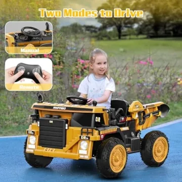 ANPABO 12V Ride on Dump Truck with Remote Control for Kids