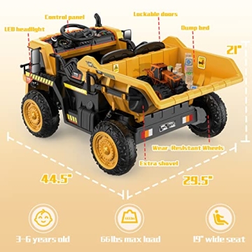 ANPABO 12V Ride on Dump Truck with Remote Control for Kids