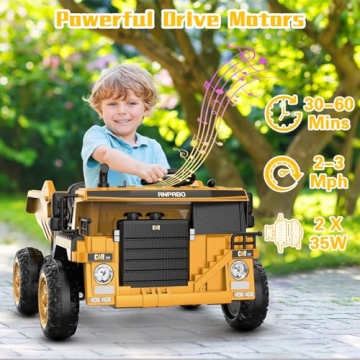 ANPABO 12V Ride on Dump Truck with Remote Control for Kids