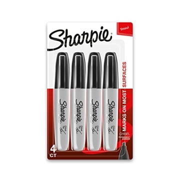 Sharpie Permanent Markers - Vibrant Colors and Chisel Tip - 4 Count