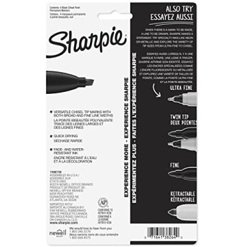 Sharpie Permanent Markers - Vibrant Colors and Chisel Tip - 4 Count
