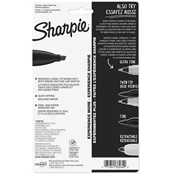 Sharpie Permanent Markers - Vibrant Colors and Chisel Tip - 4 Count