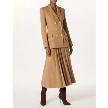 Sergio Hudson Camel Pleated Midi Skirt - Chic Elegance at Its Best