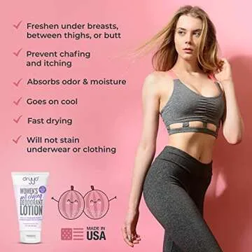 DRYYD Womens Deodorant Lotion For Anti Chafing, 5oz Tube, Talc Free Body Powder, No Talcum Powder, Feminine Hygiene, Sweat Itch Cream, Prevent Sweat On Breasts Inner Thighs and Butt, Gift For Women