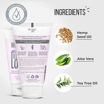 DRYYD Womens Deodorant Lotion For Anti Chafing, 5oz Tube, Talc Free Body Powder, No Talcum Powder, Feminine Hygiene, Sweat Itch Cream, Prevent Sweat On Breasts Inner Thighs and Butt, Gift For Women