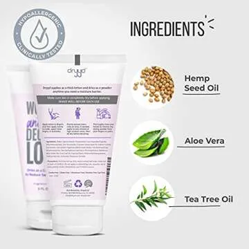 DRYYD Womens Deodorant Lotion For Anti Chafing, 5oz Tube, Talc Free Body Powder, No Talcum Powder, Feminine Hygiene, Sweat Itch Cream, Prevent Sweat On Breasts Inner Thighs and Butt, Gift For Women