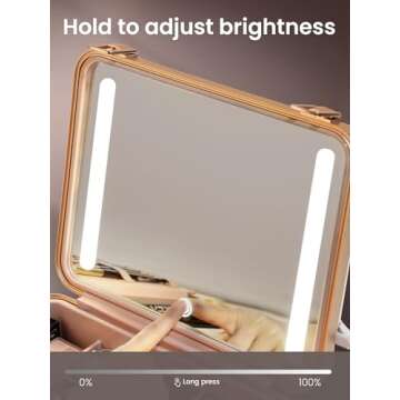 ROWNYEON Travel Makeup Case With Light Up Mirror - Portable Organizer and Train Case for Makeup Artists and Hairstylists with 5x Mirror(White)