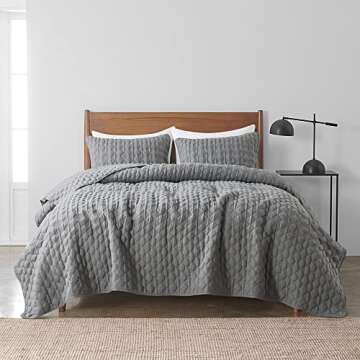 WDCOZY Oversized California Cal King Size Quilt Bedding Sets with Pillow Shams, Dark Grey Lightweigh...