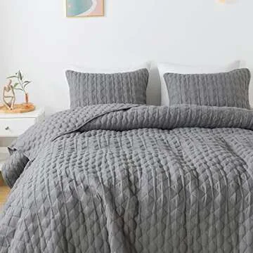 WDCOZY Oversized California Cal King Size Quilt Bedding Sets with Pillow Shams, Dark Grey Lightweight Soft Bedspread Coverlet Bed Cover, All Season Spring Summer, 3 Pieces, 116x106 inches