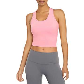 Joviren Cotton Workout Crop Tank Top for Women Racerback Yoga Tank Tops Athletic Sports Shirts Exercise Undershirts 4 Pack Black/White/Grey/Pink M