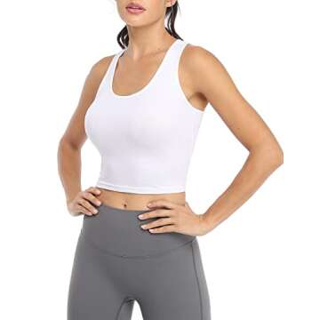 Joviren Cotton Workout Crop Tank Top for Women Racerback Yoga Tank Tops Athletic Sports Shirts Exercise Undershirts 4 Pack Black/White/Grey/Pink M