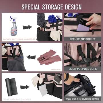 SCAVATA Wearable Cleaning Caddy, Cleaning Caddy Supplies Organizer with Handle & Shoulder Straps for...