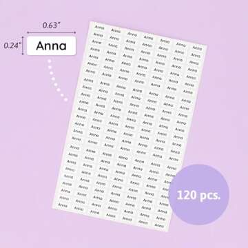 Teddylabels - 175 Mini Name Labels (0.63" x 0.24") for Labelling Tiny Items. Extra-Small Waterproof Sticker Labels for Kids in Daycare, Kindergarten, and School - White/Black