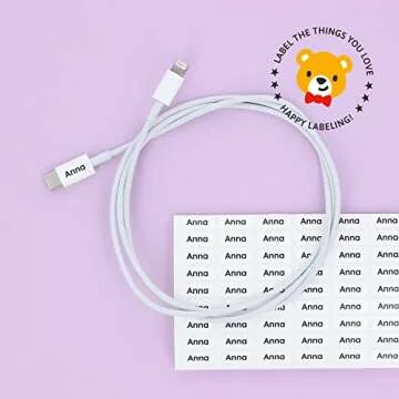 Teddylabels - 175 Mini Name Labels (0.63" x 0.24") for Labelling Tiny Items. Extra-Small Waterproof Sticker Labels for Kids in Daycare, Kindergarten, and School - White/Black