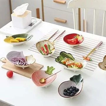 WAYUTO Ceramic Serving Plate Vegetable Themed Fruit Tray Serveware Platters Condiment Tray Pasta Bowl Sauce Dish Relish Tray for Fruit Salad Cheese Dessert Snack Cereal Oatmeal Party Tomato