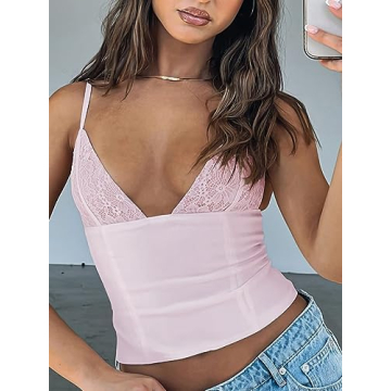 Trendy Annystore Y2K Lace Tank Top for Stylish Summer Wear