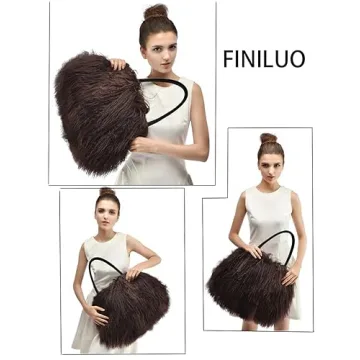 FINILUO Women Luxury Real Lamb/Mongolian Flush Wool Fur Handbag Chocolate