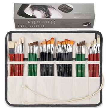 ARTIFY 41 Pieces Long Handle Paint Brushes, Expert Series, Hog Bristle, Horse Hair and Nylon Hairs A...