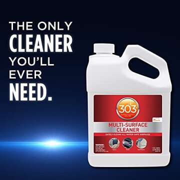 303 Products Multi-Surface Cleaner - Safely Cleans All Water Safe Surfaces, Including All Types of Fabric and Vinyl, Rinses Residue Free, Manufacturer Recommended, 1 Gallon (30570)