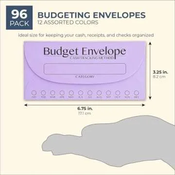 96 Pack Bulk Budget Envelopes for Cash System, Budgeting Tracker Binder, Money Saving Challenge, 12 Colors (6.5 x 3 In)