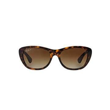 Ray-Ban Women's Rb4227 Square Sunglasses, Light Havana/Polarized Light Grey Gradient Brown, 55 mm