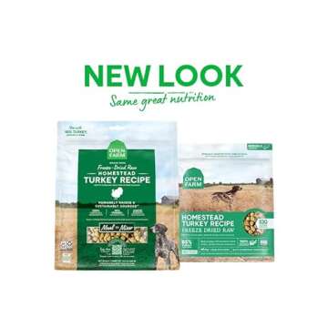 Open Farm Freeze Dried Raw Dog Food, Humanely Raised Meat Recipe with Non-GMO Superfoods and No Artificial Flavors or Preservatives (22 Ounce (Pack of 1), Homestead Turkey Recipe)