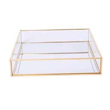 Sooyee Gold Tray Mirror for Jewelry and Makeup Display