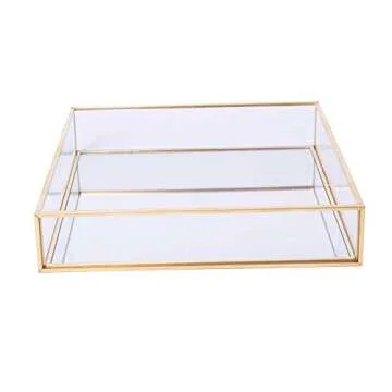 Sooyee Gold Tray Mirror for Jewelry and Makeup Display
