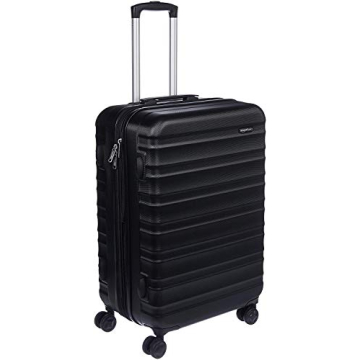 Amazon Basics Suitcase, Hardside Luggage with Spinner Wheels, Scratch-Resistant Surface, Black, 26-Inch