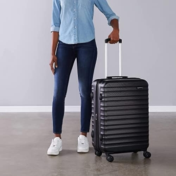 Amazon Basics Suitcase, Hardside Luggage with Spinner Wheels, Scratch-Resistant Surface, Black, 26-Inch