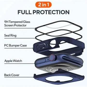 2 Pack Waterproof Case for Apple Watch 44mm with Screen Protector