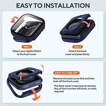 2 Pack Waterproof Case for Apple Watch 44mm with Screen Protector