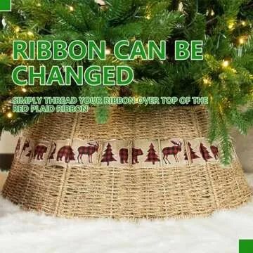 Rocinha Rattan Christmas Tree Collar - Rustic Handcrafted Christmas Tree Ring Easy Set Up 26" Tree Ring Tree Skirt Decorates Your Home for The Holidays