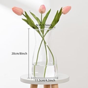 Modern Boho 8 Inch Clear Glass Flower Vase for Elegant Decor