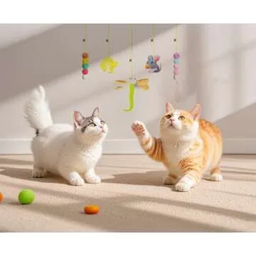 Kalimdor Interactive Cat Feather Toys 5pack,Retractable Teaser Toy,Hanging Interactive Toys for Indo...