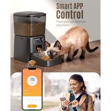 oneisall Automatic Cat Feeder, WiFi Cat Food Dispenser with App Remote Control, Auto Cat Feeder for ...