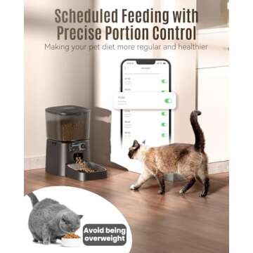 oneisall Automatic Cat Feeder, WiFi Cat Food Dispenser with App Remote Control, Auto Cat Feeder for Dry Food, Timed Cat Feeder with Portion Control for Small Pets Indoor